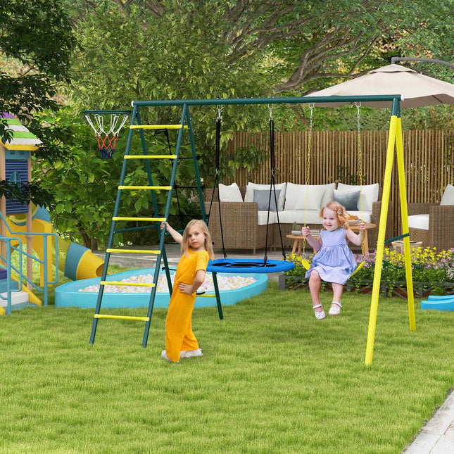 4-in-1 Kinderschaukel-Set mit Stangen und Leiter, Stahl