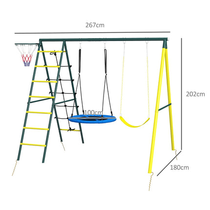 4-in-1 Kinderschaukel-Set mit Stangen und Leiter, Stahl