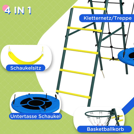 4-in-1 Kinderschaukel-Set mit Stangen und Leiter, Stahl