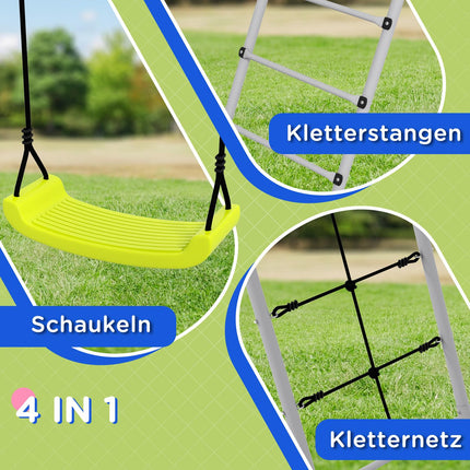 Schaukel für Kinder mit Kletternetz und Leiter - Grün