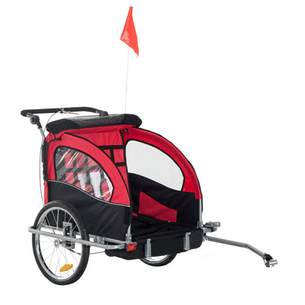 Kinderfahrradanhänger, faltbar mit Regenschutz, rot