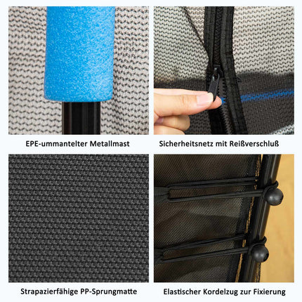 Kinder-Gartentrampolin, 1,60 m, Sicherheitsnetz, bis zu 60 kg