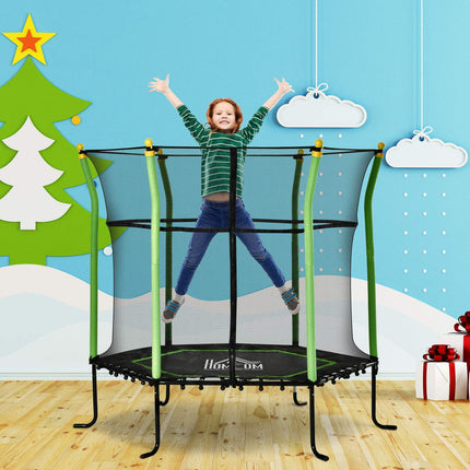 5.3 ft Garden Trampoline for Kids with Safety Net