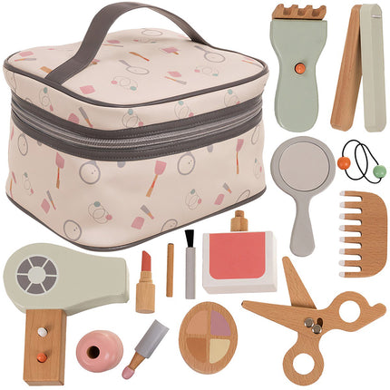 Kosmetikset für Kinder aus Holz, 17-teilig, mit Tasche