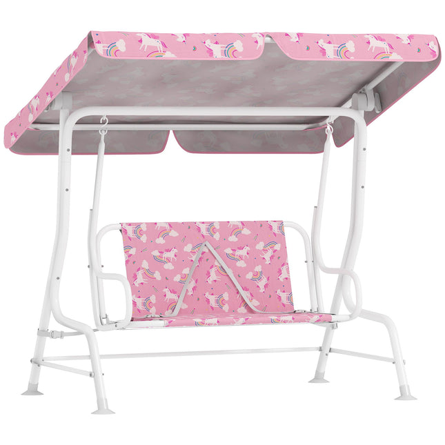Kinderschaukel 2-Sitzer mit verstellbarem Sonnendach, Rosa