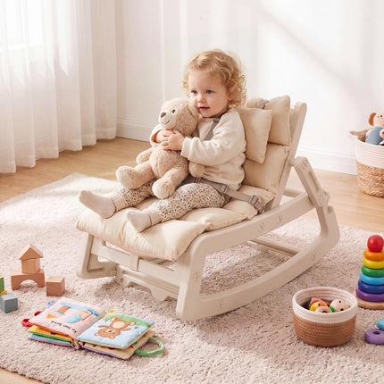 Kinder 2-in-1 Schaukel-Liegesessel, 4-fach verstellbare Rückenlehne