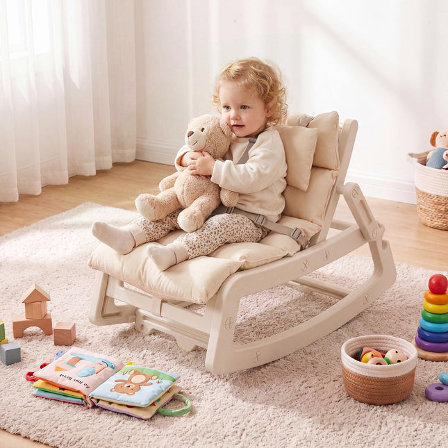 Kinder 2-in-1 Schaukel-Liegesessel, 4-fach verstellbare Rückenlehne