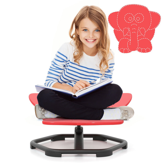 360° drehbarer Sensorikstuhl für Kinder, rotes Elefantendesign