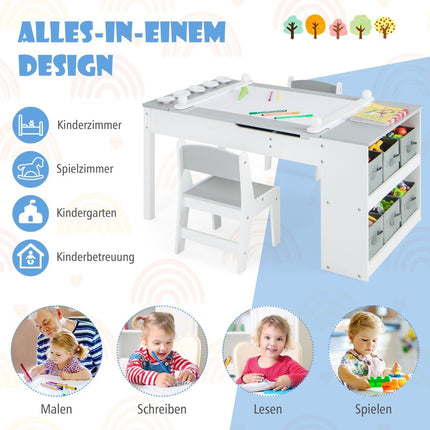 Children's 3-in-1 Activity Table with Easel & Storage