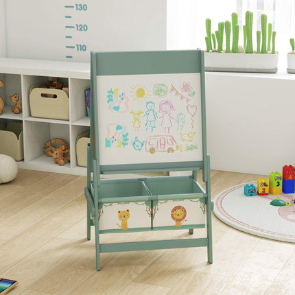 Children's 3-in-1 Easel with Chalkboard, Whiteboard, Paper Roll