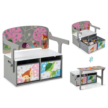 Children's 3-in-1 Table & Chair Set with Storage Bins