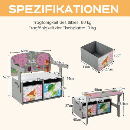 Children's 3-in-1 Table & Chair Set with Storage Bins