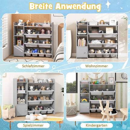 Children's 4-Tier Toy Organizer with 8 Bins, 2 Shelves