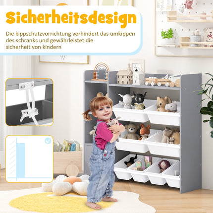 Children's 4-Tier Toy Organizer with 8 Bins, 2 Shelves