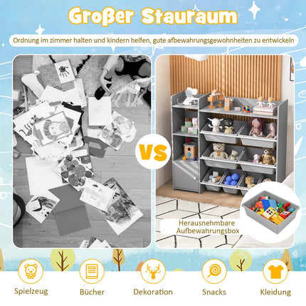 Children's 4-Tier Toy Organizer with 8 Bins, 2 Shelves