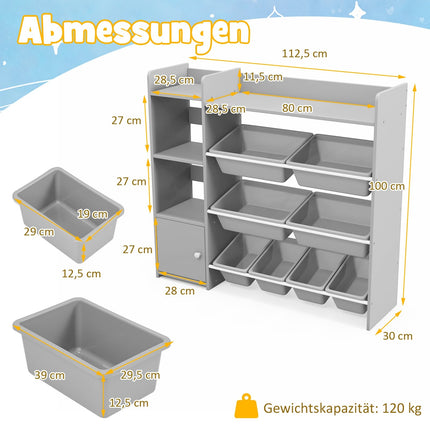 Children's 4-Tier Toy Organizer with 8 Bins, 2 Shelves