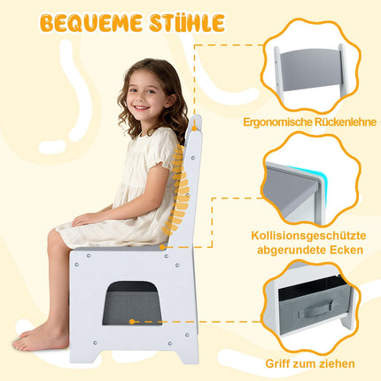 Children's 4-in-1 Table & Chair Set with Storage, Grey