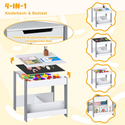Children's 4-in-1 Table & Chair Set with Storage, Grey