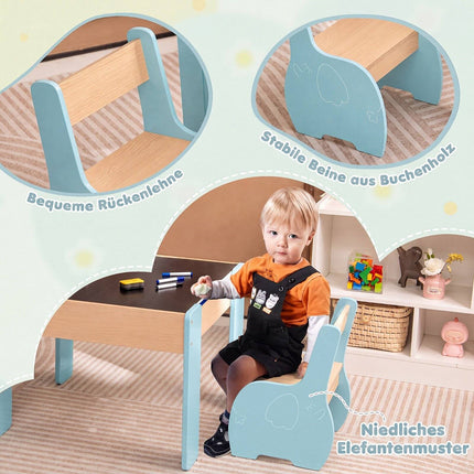 4-in-1 houten kindertafelset met krijtbord en opbergruimte