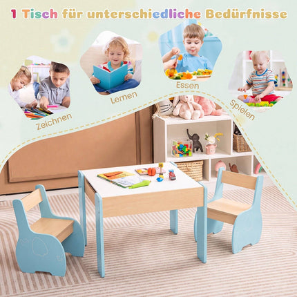 4-in-1 houten kindertafelset met krijtbord en opbergruimte