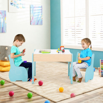 4-in-1 houten kindertafelset met krijtbord en opbergruimte