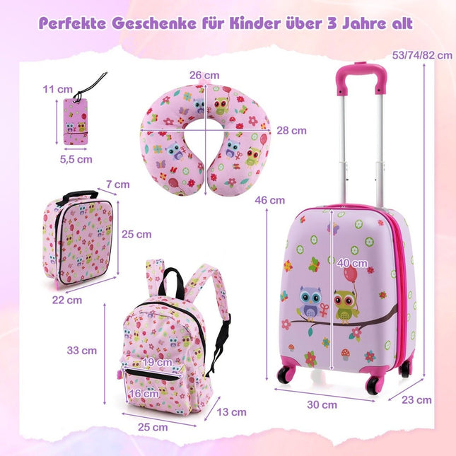 Kinderbagageset van 5 stuks met rugzak en kussen