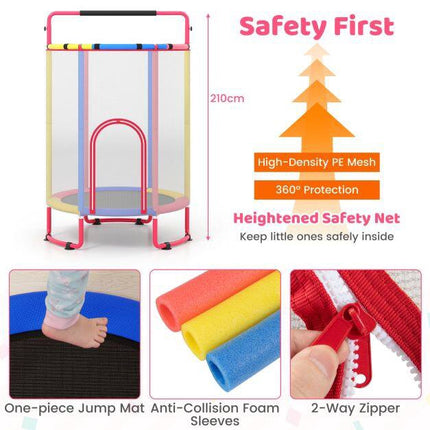 Children's 6-in-1 Trampoline with Safety Net and Swing