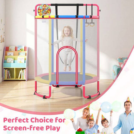 Children's 6-in-1 Trampoline with Swing & Gym Bar, Multicolour