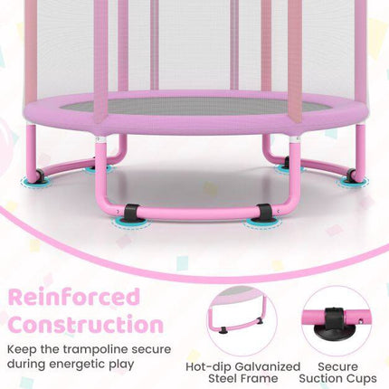 Children's 6-in-1 Trampoline with Swing & Gym Bar, Pink