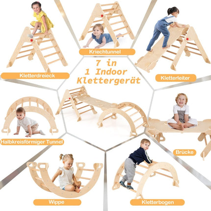 7-in-1 Kletterset für Kinder mit Rutsche und Rampe