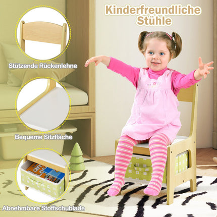 Kinderspieltisch-Set mit Stühlen, Grün, MDF