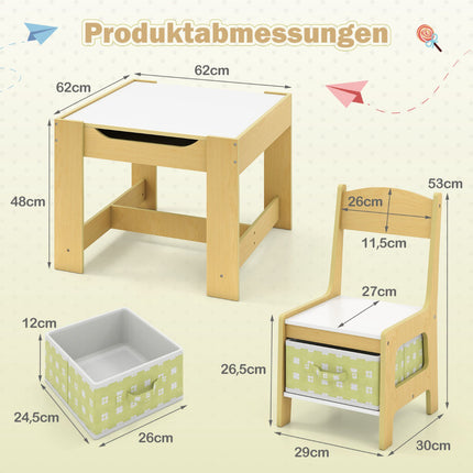 Kinderspieltisch-Set mit Stühlen, Grün, MDF