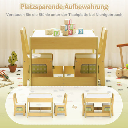 Kinderspieltisch-Set mit Stühlen, Grün, MDF
