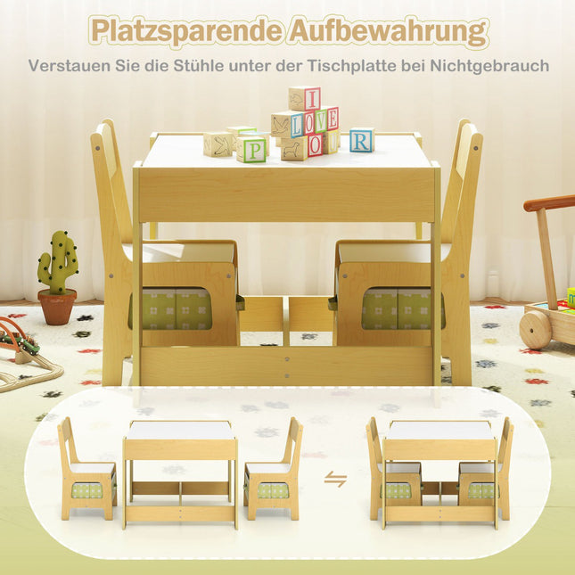 Kinderspieltisch-Set mit Stühlen, Grün, MDF