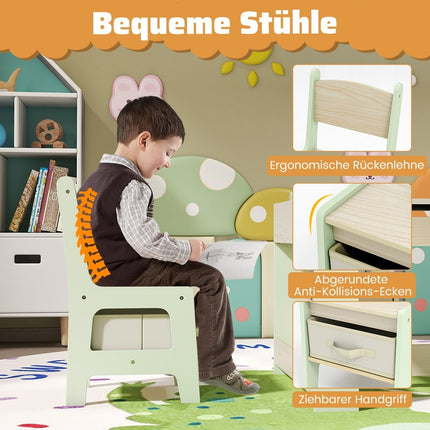 Kinderspieltisch-Set mit wendbarer Tischplatte und Stauraum