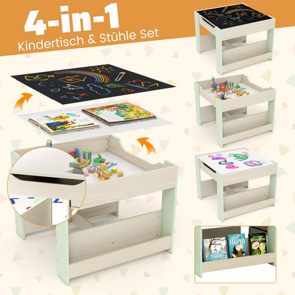 Kinderspieltisch-Set mit wendbarer Tischplatte und Stauraum