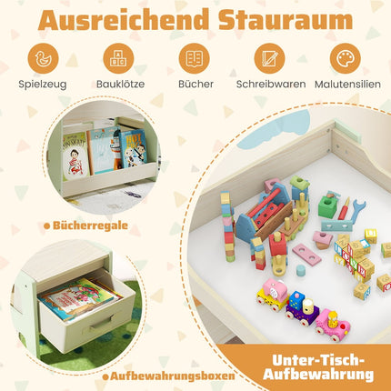 Kinderspieltisch-Set mit wendbarer Tischplatte und Stauraum