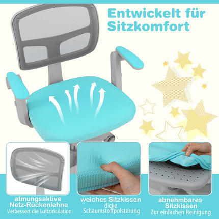 Dětská nastavitelná židle k psacímu stolu, 41-52 cm, tyrkysová
