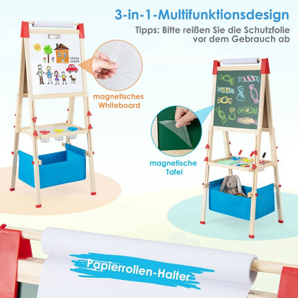 Kindermalstaffelei, verstellbar, mit Magnettafel und Whiteboard