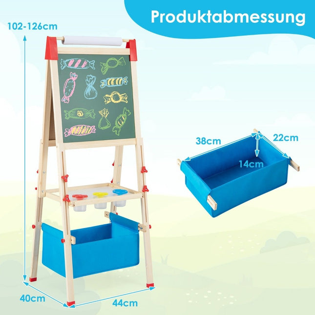 Kindermalstaffelei, verstellbar, mit Magnettafel und Whiteboard