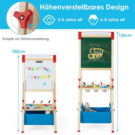 Kindermalstaffelei, verstellbar, mit Magnettafel und Whiteboard