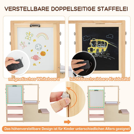 Children's Art Center with Adjustable Easel & Storage