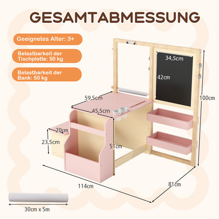 Children's Art Center with Adjustable Easel & Storage
