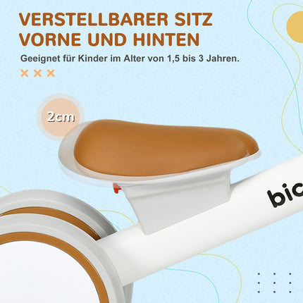 Balance bike for toddlers, brown & white, TPU wheels, 1 year+