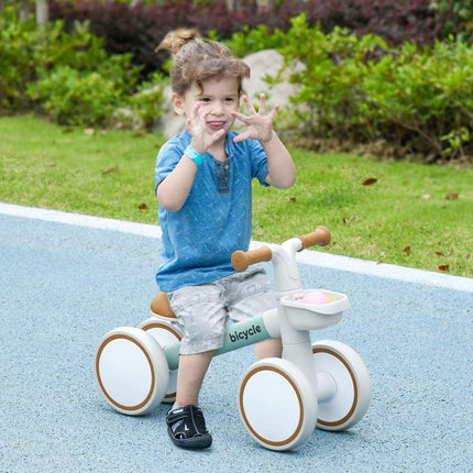 Vélo d'équilibre pour enfants à partir de 1 an Vélo coulissant pour bébé avec roues en TPU Sans vis Cadeaux pour garçons/filles Jouet pour tout-petits Vert + Blanc 56 x 27 x 39 cm