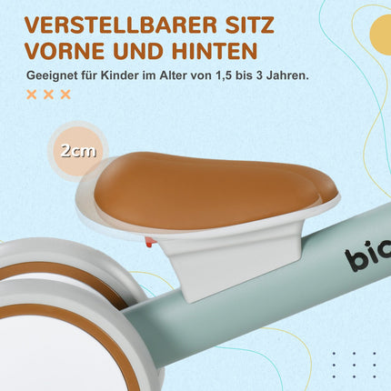 Vélo d'équilibre pour enfants à partir de 1 an Vélo coulissant pour bébé avec roues en TPU Sans vis Cadeaux pour garçons/filles Jouet pour tout-petits Vert + Blanc 56 x 27 x 39 cm