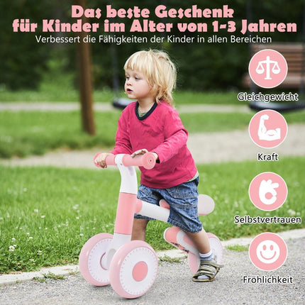 Kinderlaufrad mit verstellbarer Sitzhöhe &amp; faltbarem Design, Lauflernrad ab 1 Jahr, Rosa