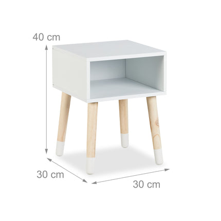 Nachttisch für Kinder mit Ablage, Holzbeine