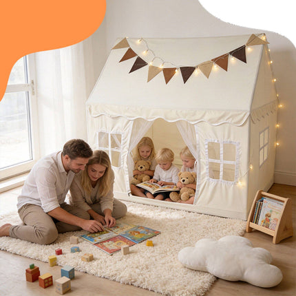 Children's Beige Play Tent with Lights, 130x125x95 cm