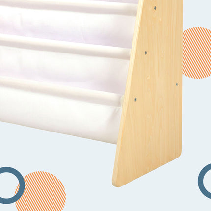 Bücherregal für Kinder mit 4 Stofffächern, Naturholz